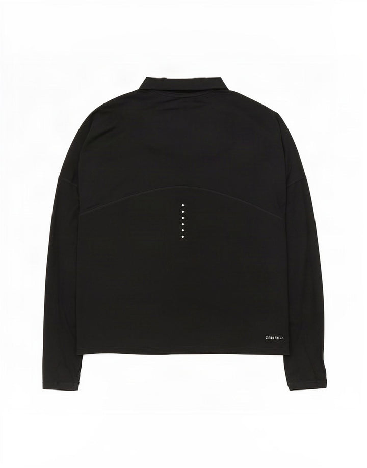 Nike Dame Dri Fit Pullover med lynlås-hals Træningsdragt Top UK 14 Medium Sort