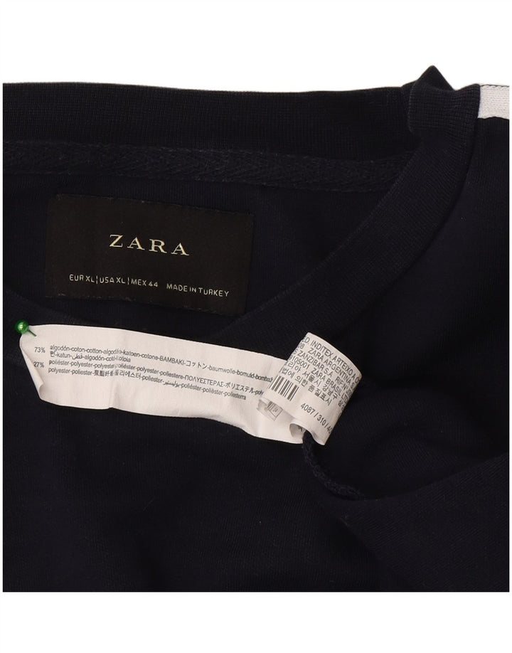 Zara Herre Sweatshirt Jumper XL Navy Blue Colourblock