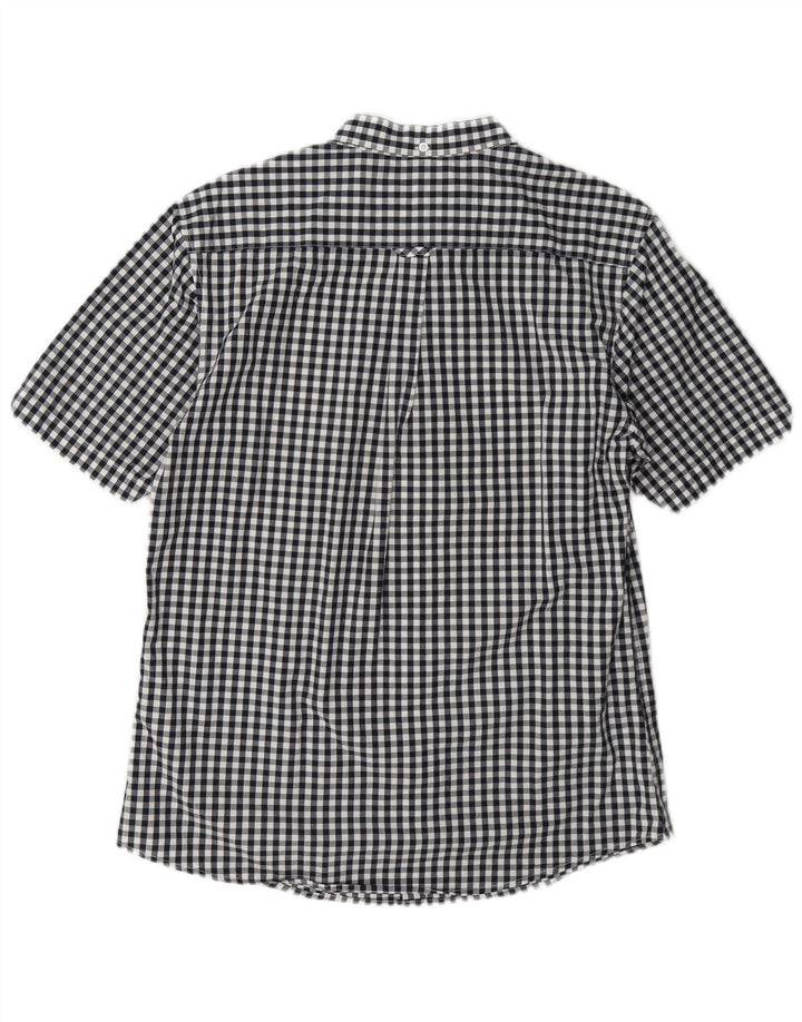 Le Shark Kortærmet Herreskjorte Stor Marineblå Gingham Bomuld