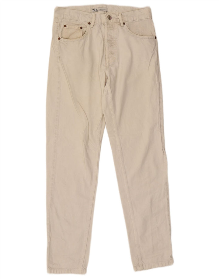 Zara Herre Slim Jeans EU 38 Small W30 L30 Hvid Bomuld