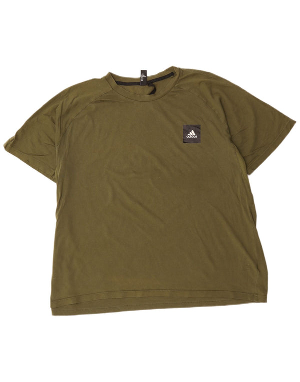 Adidas Herre T-Shirt Top 2XL Khaki Bomuld