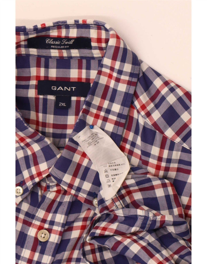 Gant herre Regular Fit skjorte 2XL blå ternet bomuld