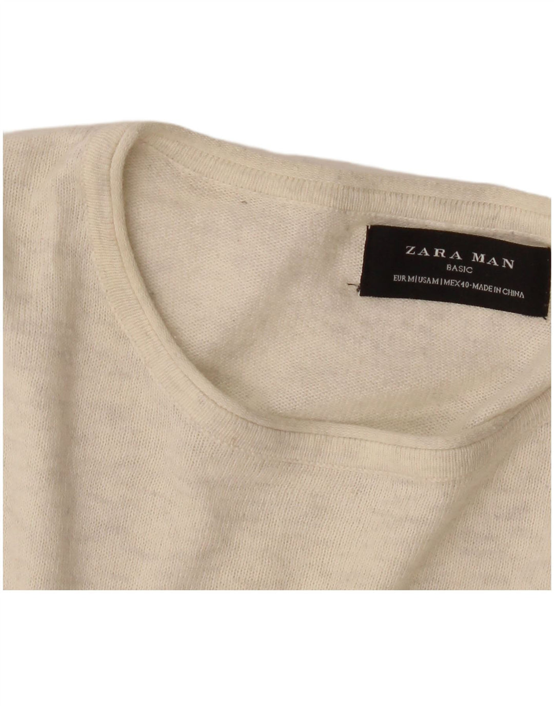 Zara Herre Boat Neck Jumper Sweater Medium Beige Flecked