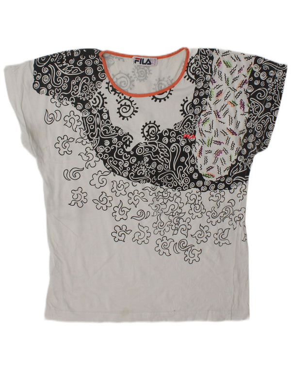 Fila Dame T-Shirt Top IT 44 Medium White Paisley