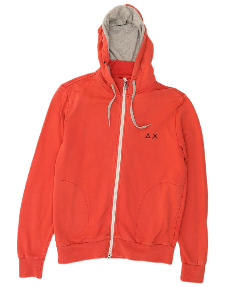 SUN68 Herre hættetrøje med lynlås Stor rød bomuld