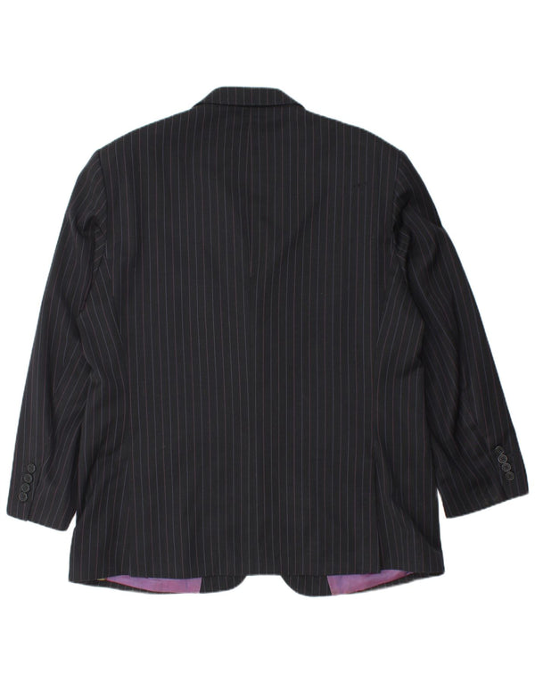 TED BAKER Herre 2-knaps blazerjakke UK 44 2XL Sort nålestribet uld