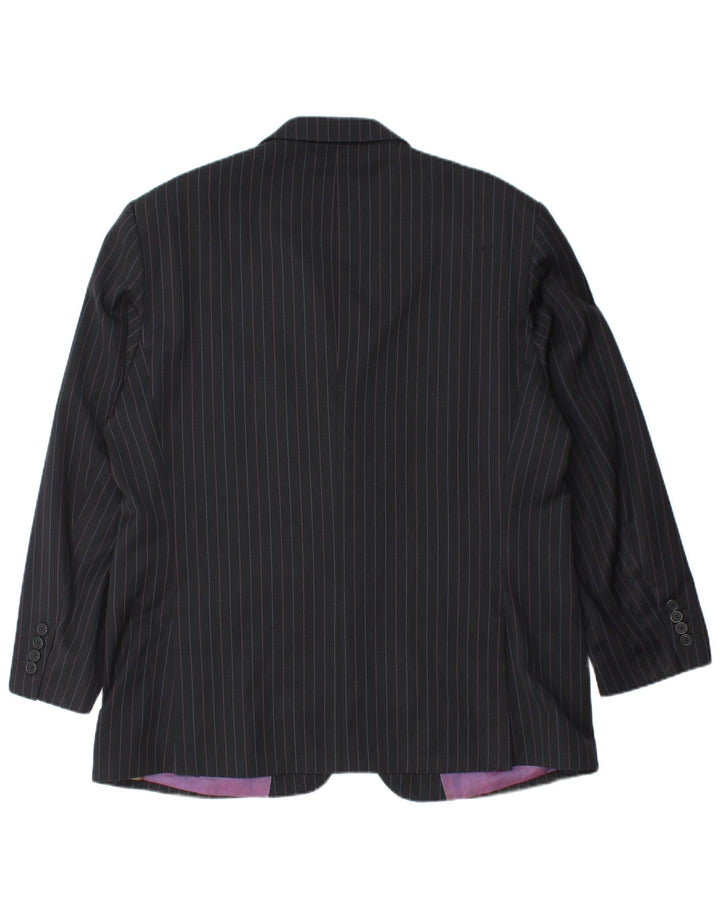 TED BAKER Herre 2-knaps blazerjakke UK 44 2XL Sort nålestribet uld