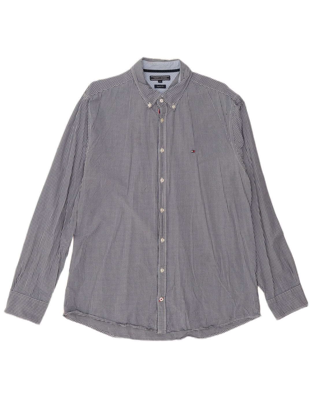 TOMMY HILFIGER Herre Regular Fit skjorte XL Marineblå Gingham