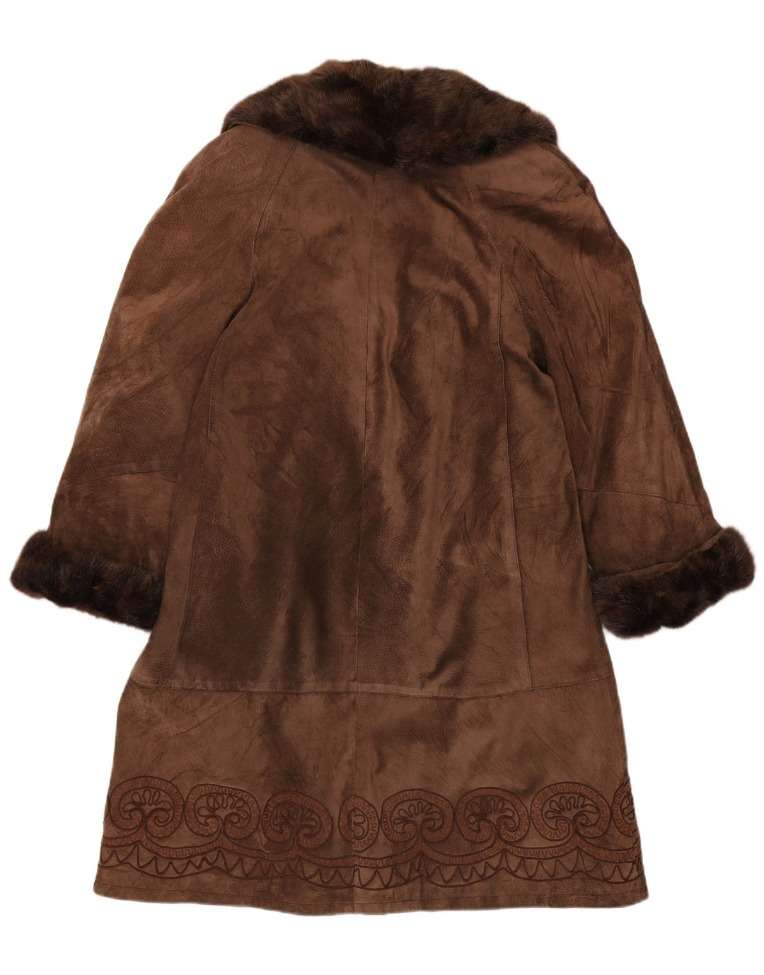 Vintage ruskindsfrakke til kvinder UK 14 Medium Brown Paisley