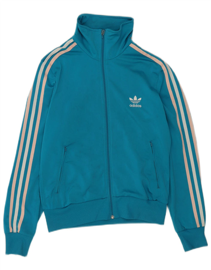 Adidas Dame Grafisk Træningsdragt Topjakke UK 16 Stor Blå Polyester