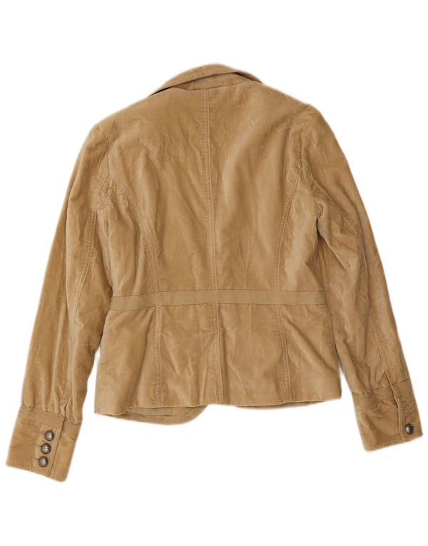 Massimo Dutti Dame Velvet 1 Knap Blazer Jakke EU 38 Small Beige Bomuld
