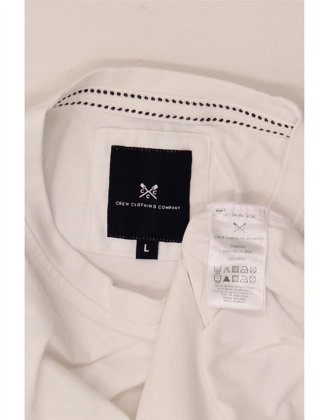 CREW CLOTHING Herre T-Shirt Top Stor Hvid Bomuld