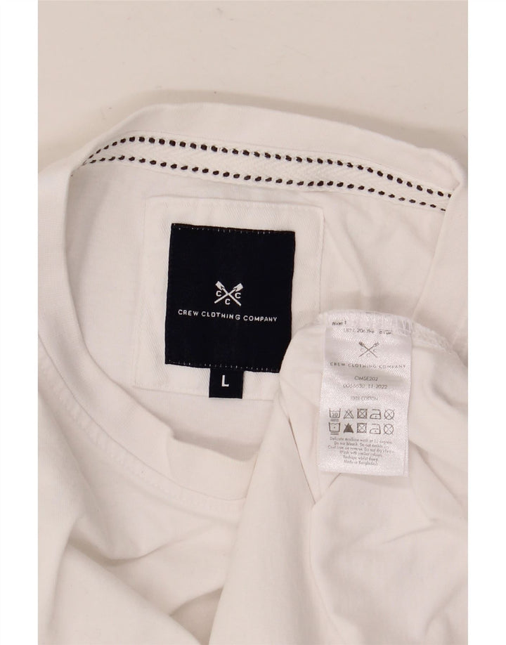 CREW CLOTHING Herre T-Shirt Top Stor Hvid Bomuld