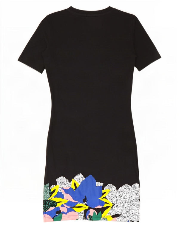 Adidas Womens Her Studio London grafisk T-shirtkjole UK 6 XS Black Floral