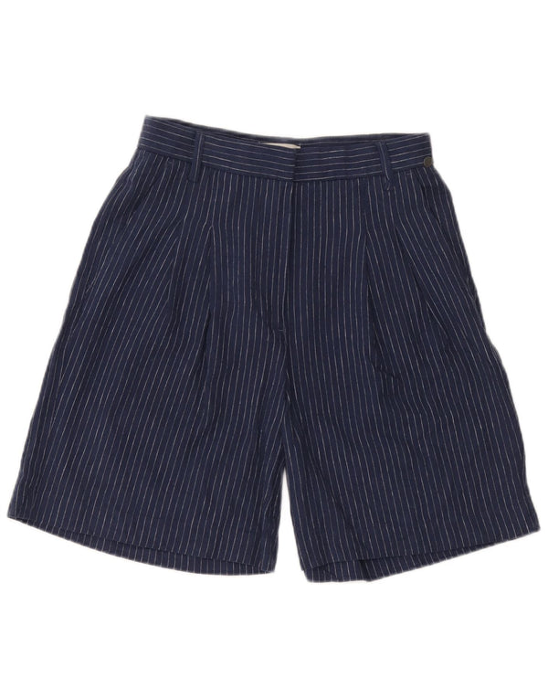 Carrera Kvinders Pegged Chino Shorts W29 Medium Navy Blue Pinstripe Linen