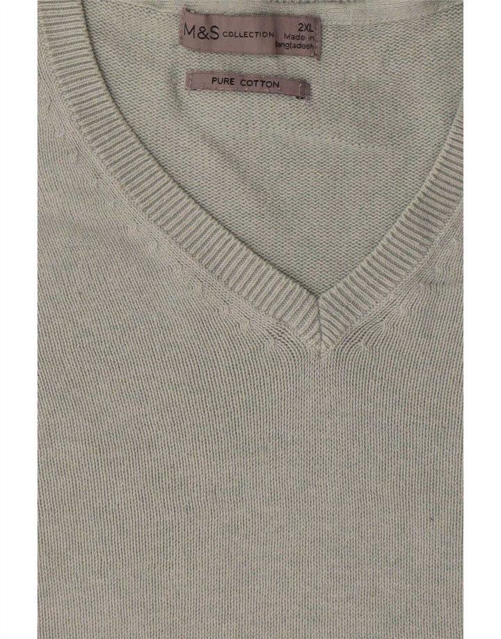 Marks & Spencer Herre V-hals sweater 2XL Grå Bomuld