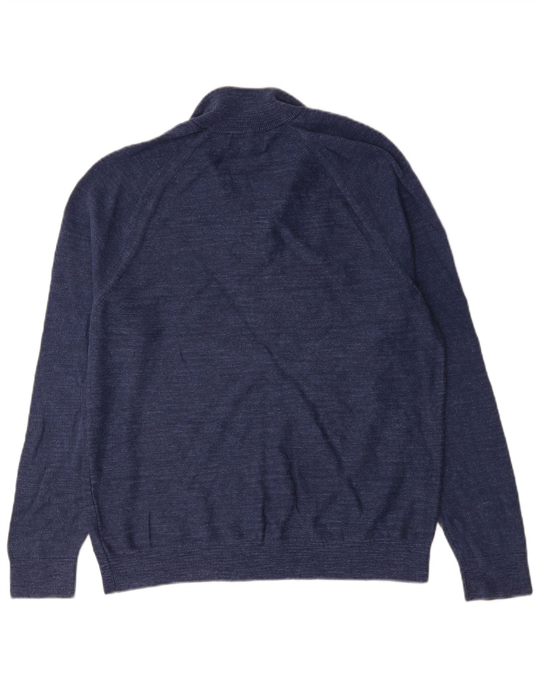 Marks & Spencer Herre sweater med lynlåshals, stor blå flækket bomuld