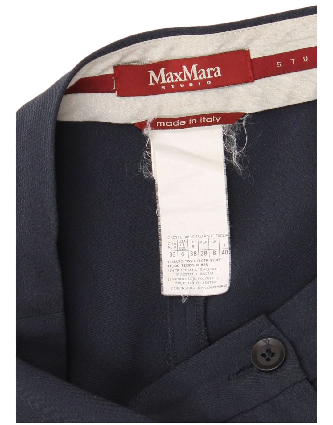 Max Mara Dame Slim Casual Bukser UK 8 Small W28 L27 Navy Blue
