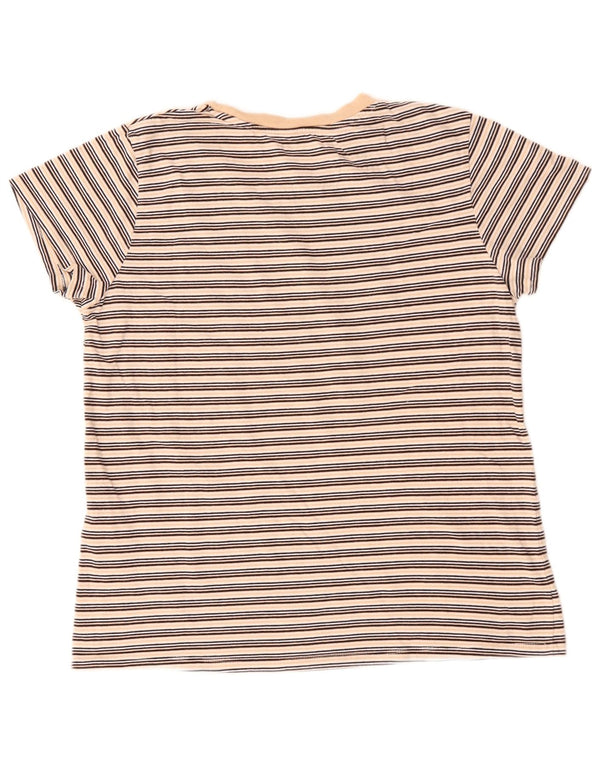 LEVI'S T-shirt top til kvinder UK 16 Stor beige stribet bomuld