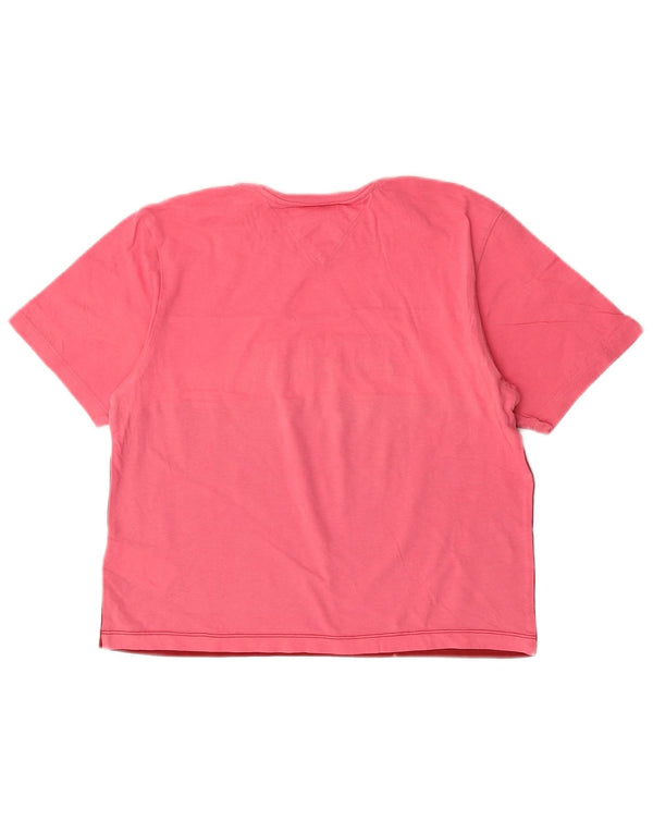 Tommy Hilfiger Dame Crop Grafisk T-Shirt Top UK 6 XS Pink Colourblock