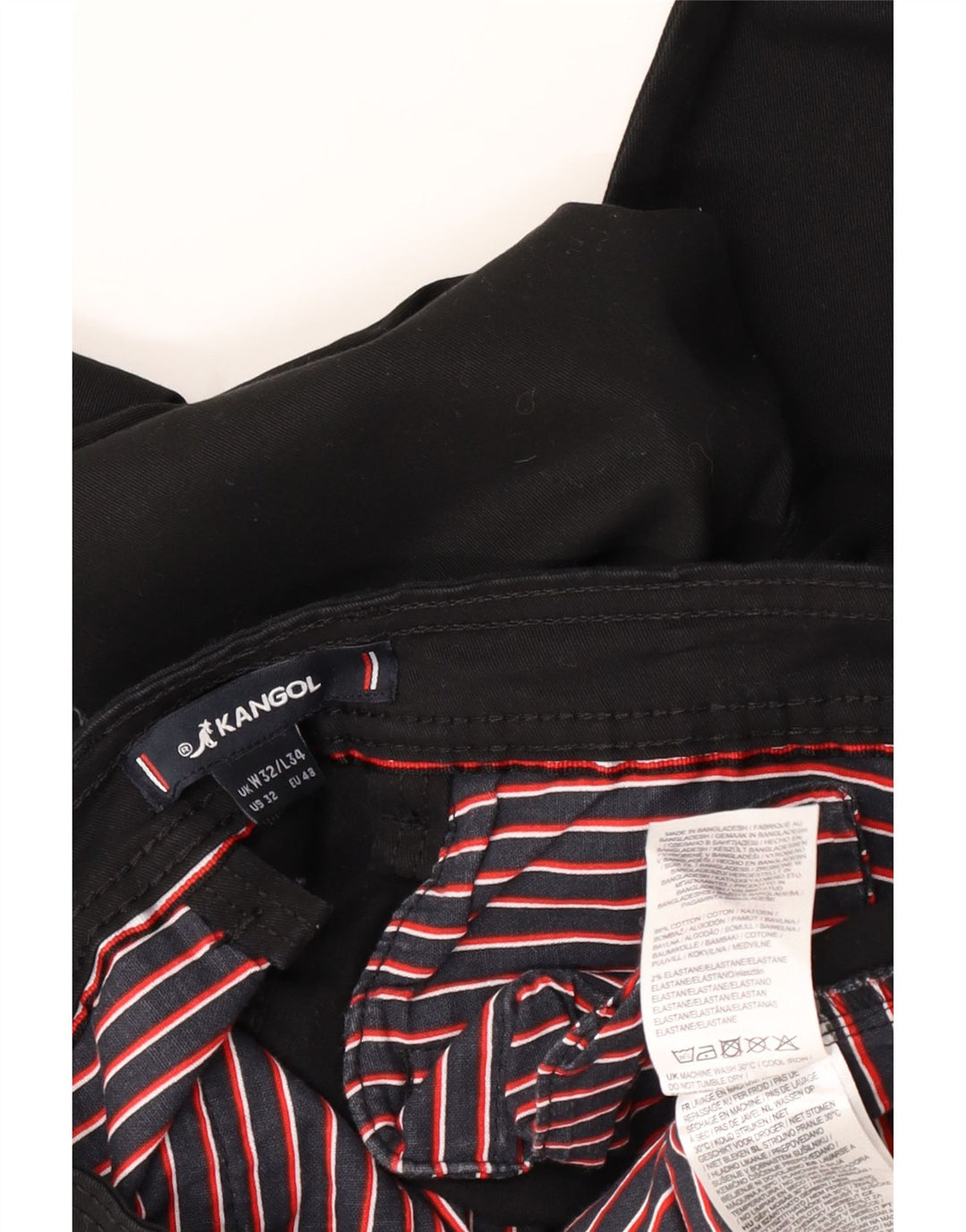 Kangol Herre Slim Chino Bukser W32 L30 Sort Bomuld
