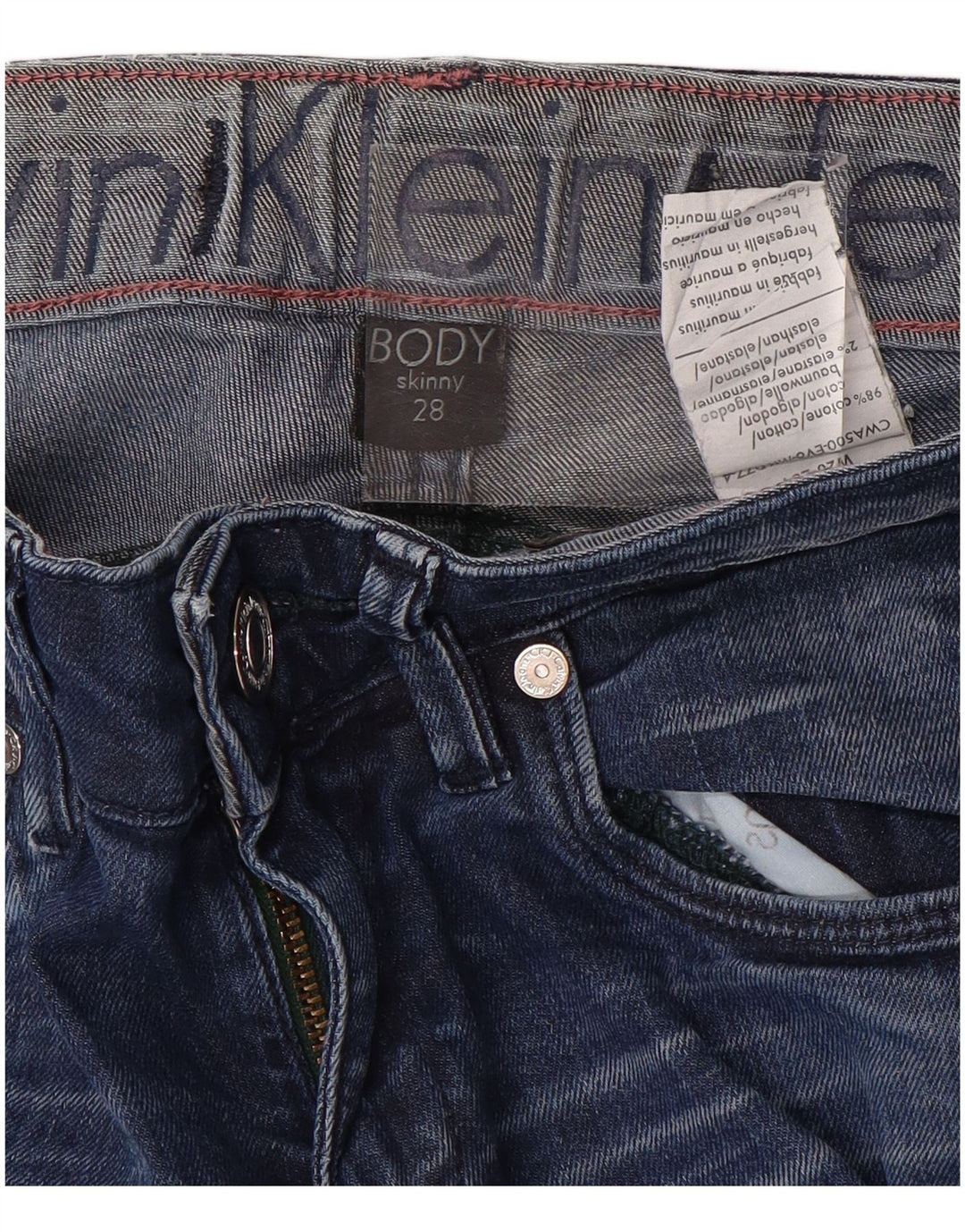 CALVIN KLEIN Dame Body Fit Skinny Jeans W28 L33 Blå Bomuld