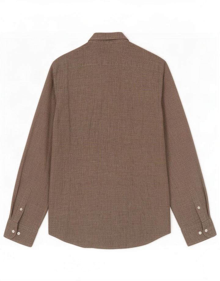 Massimo Dutti Herreskjorte Medium Beige Houndstooth Linned