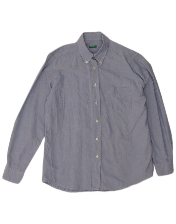 Benetton Dameskjorte UK 18 XL Blå Bomuld