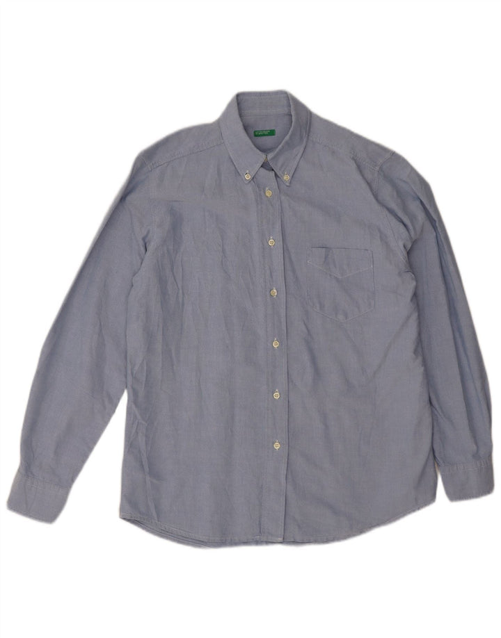 Benetton Dameskjorte UK 18 XL Blå Bomuld