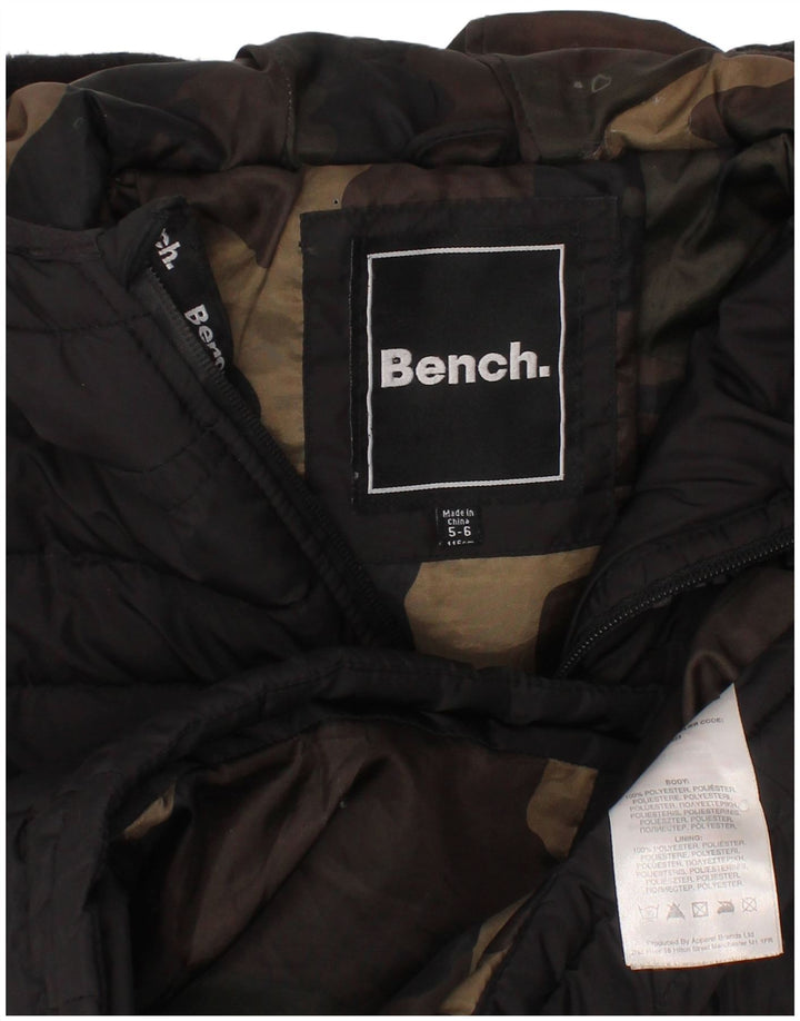 BENCH Boys Hooded Padded Jacket 5-6 Years Black Polyester