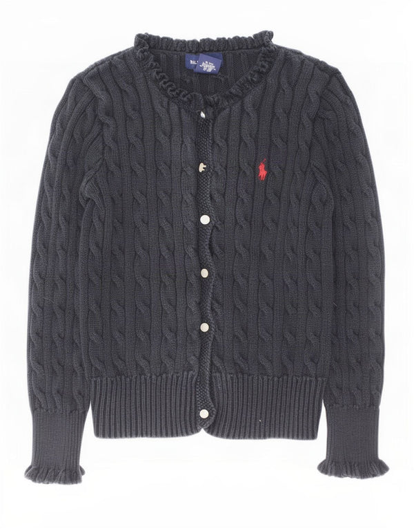 Ralph Lauren Pige Cardigan Sweater 8-9 År Medium Sort Bomuld
