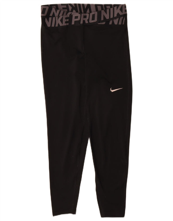 Nike Dame Dri Fit Grafiske Leggings UK 14 Medium Sort Polyester