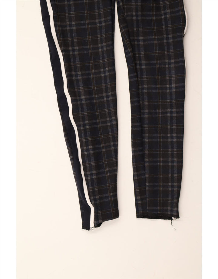 ZARA Womens Leggings UK 12 Medium  Navy Blue Check Viscose Vintage Zara and Second-Hand Zara from Messina Hembry 