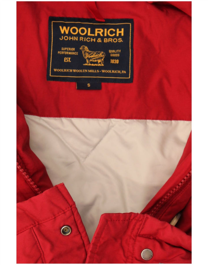 Woolrich Dame Hætte Oversized Polstret Frakke UK 10 Small Burgundy
