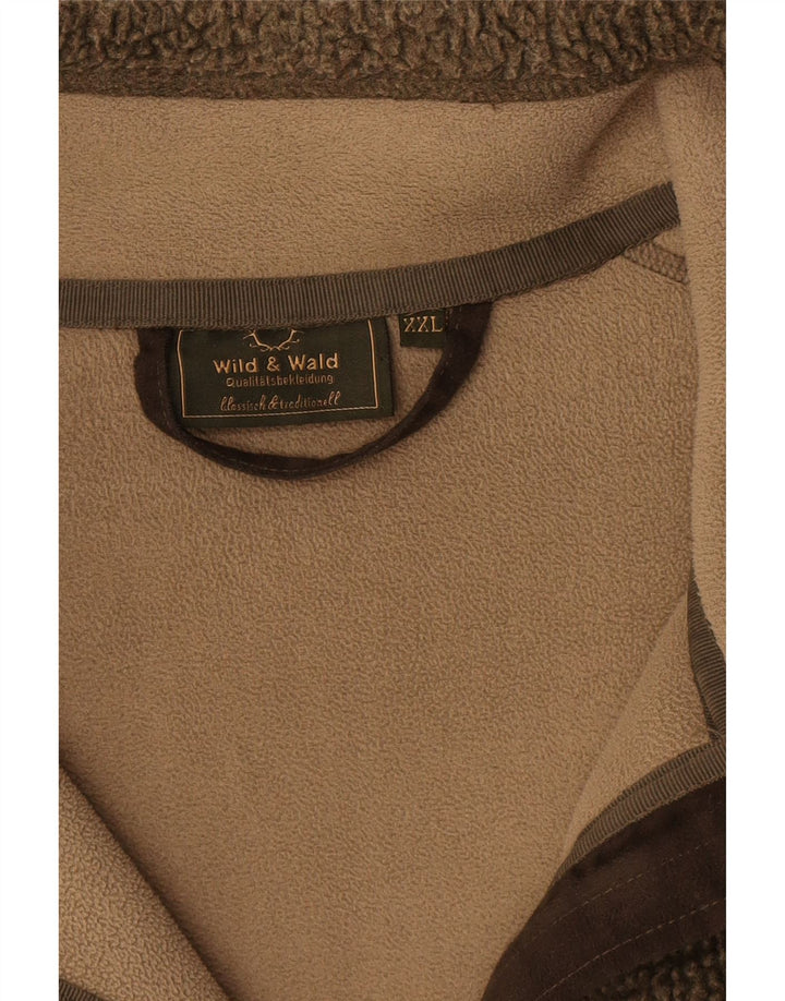 Vintage fleecejakke til mænd UK 44 2XL Khaki Colourblock Polyester