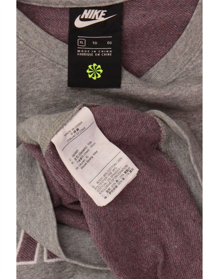 Nike Dame Grafisk Sweatshirt Jumper UK 18 XL Grå Bomuld
