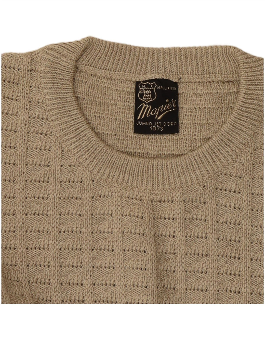 MAPIER Herre Crew Neck Jumper Sweater Stor Beige Geometrisk