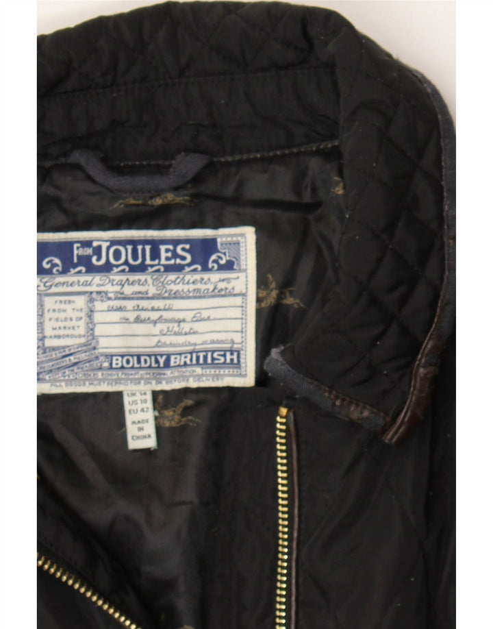 JOULES Womens Quilted Jacket UK 14 Medium Black Polyester Vintage Joules and Second-Hand Joules from Messina Hembry 