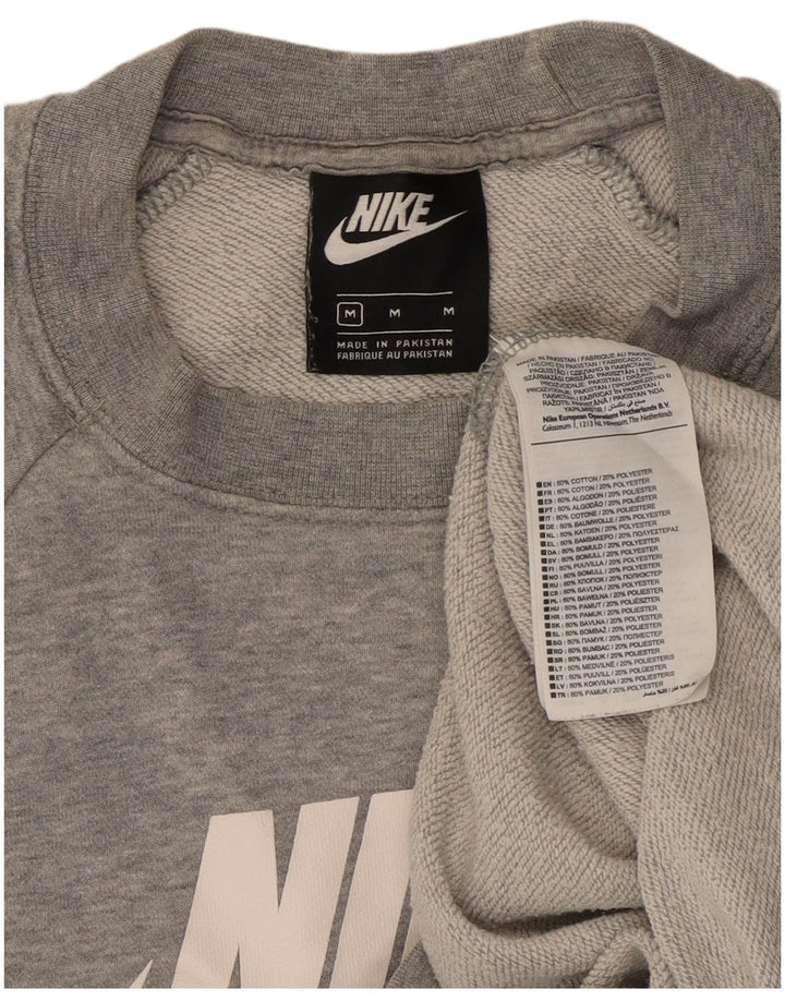 Nike Dame Grafisk Sweatshirt Jumper UK 14 Medium Grey Bomuld