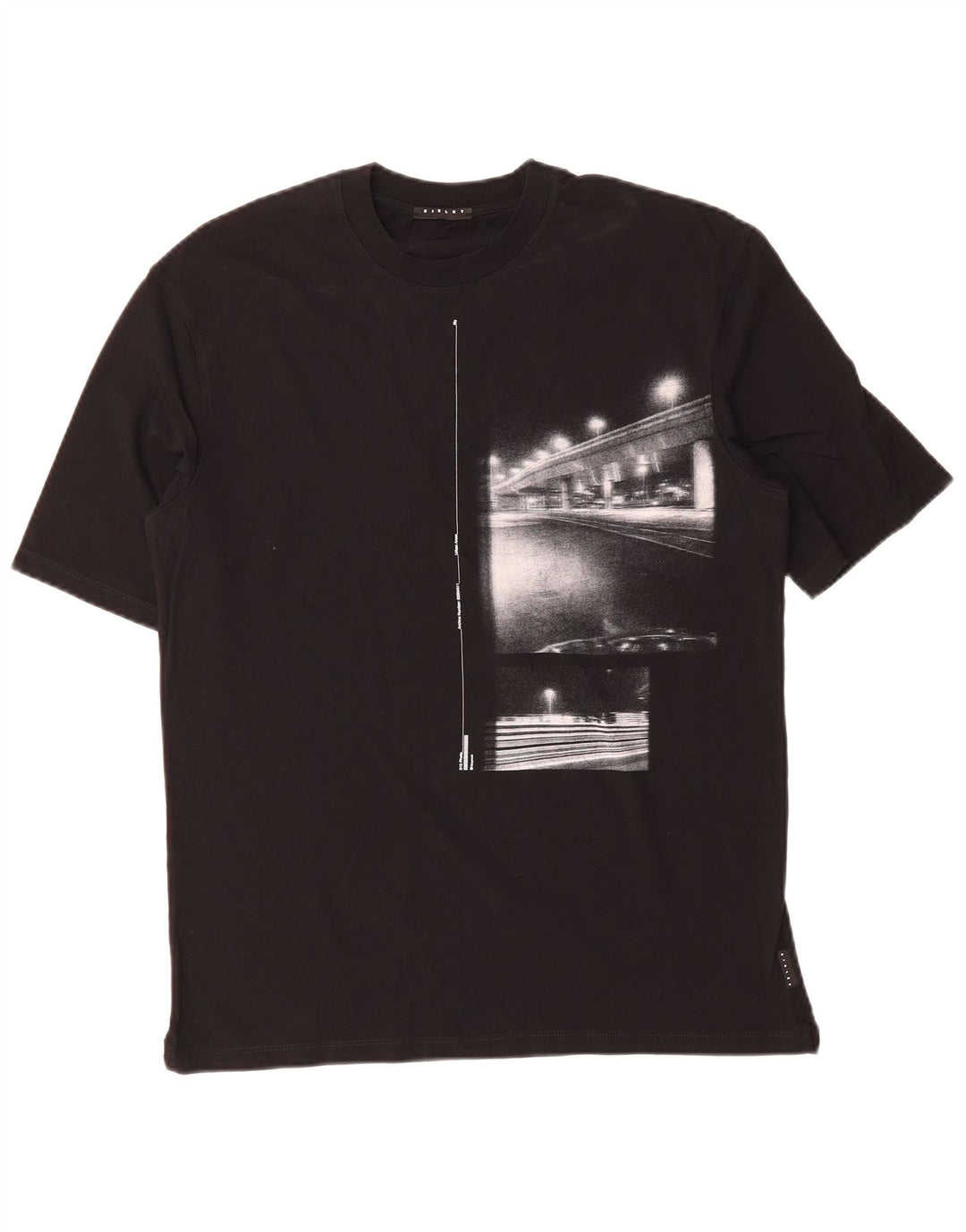 SISLEY Mens Graphic T-Shirt Top Small Black