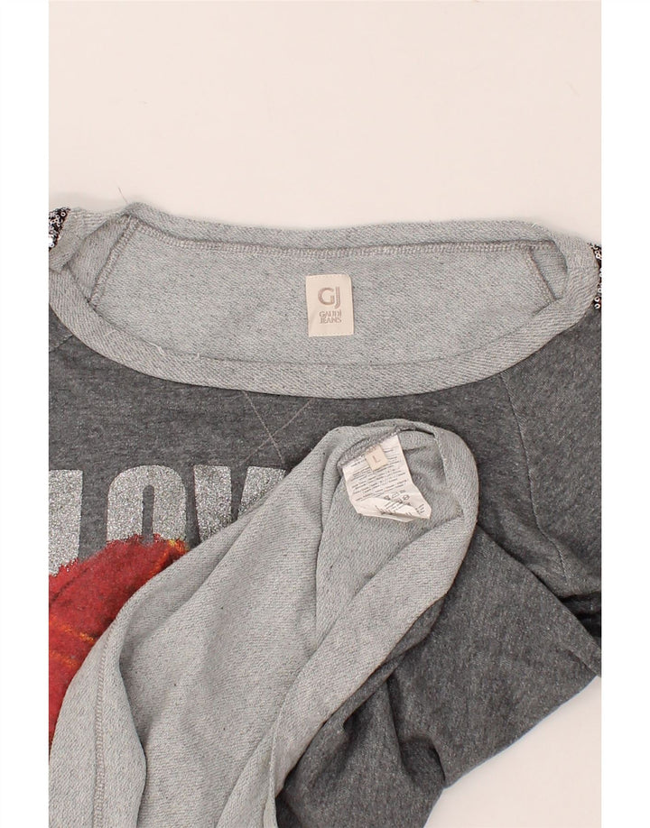 GAUDI Womens Graphic Sweatshirt Jumper UK 16 Large Grey Cotton Vintage Gaudi and Second-Hand Gaudi from Messina Hembry 