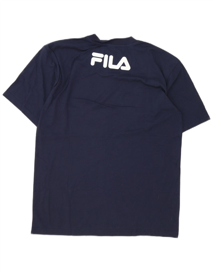 Fila Herre grafisk T-shirt Top Medium Marineblå Bomuld
