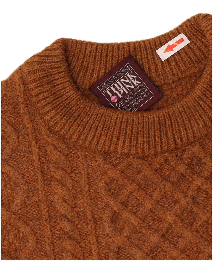 Tænk Pink Herre Crew Neck Jumper Sweater IT 52 Stor Brun Akryl