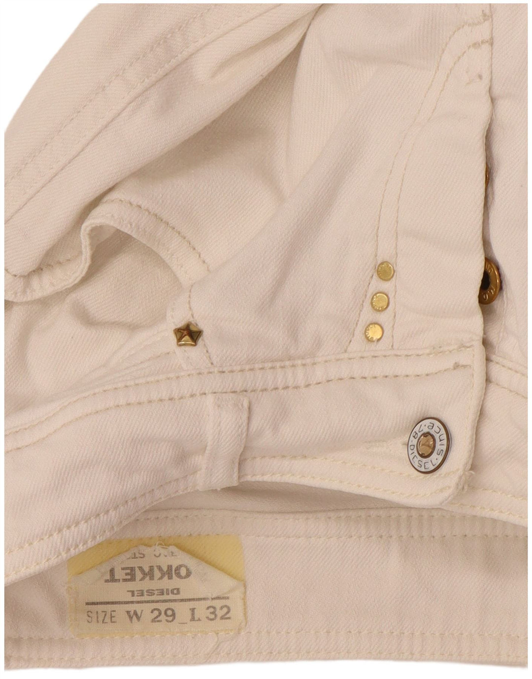 DIESEL Womens Rokket Straight Jeans W29 L32 White Cotton