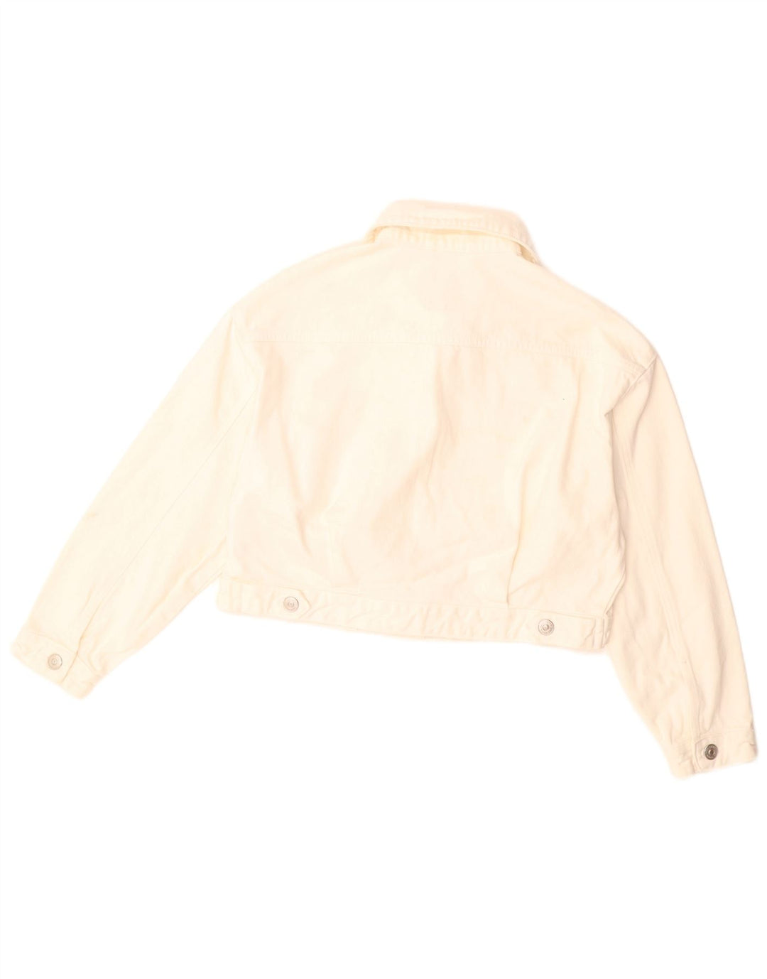 ZARA Dame Oversized Denim Jacket UK 10 Small White Bomuld