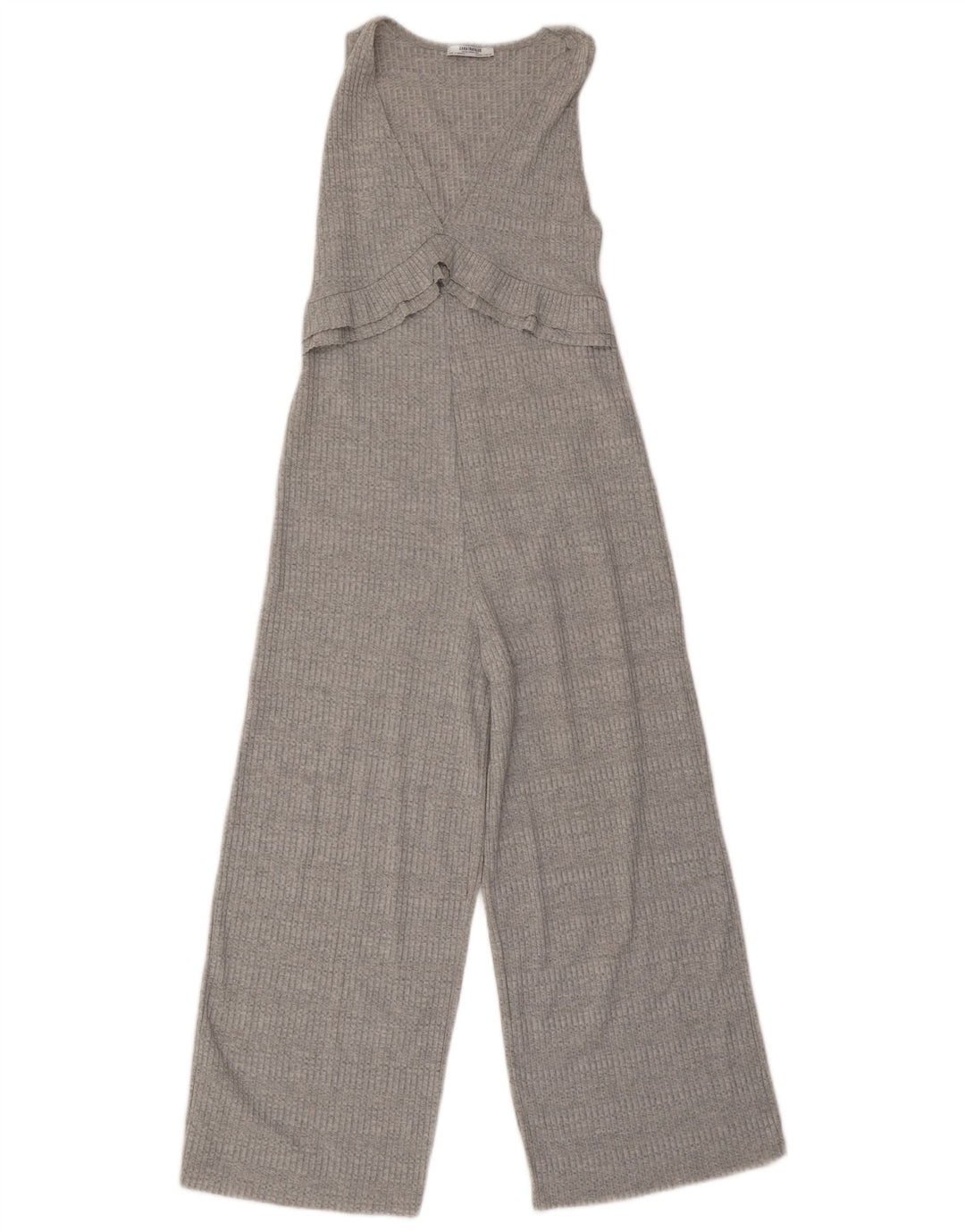 Zara Dame Ærmeløs Strik Jumpsuit UK 8 Lille grå stribet polyester