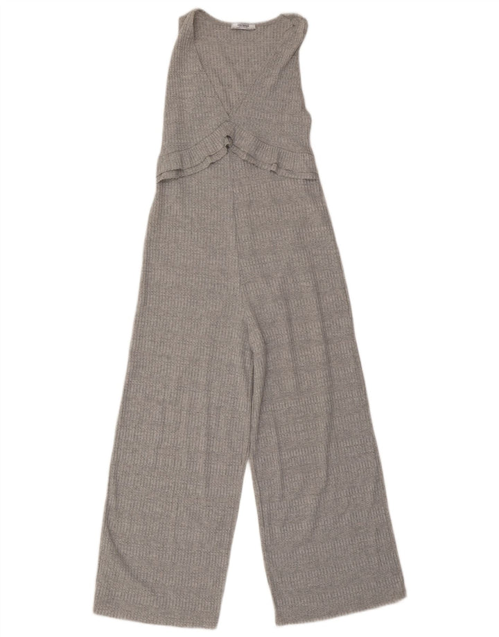 Zara Dame Ærmeløs Strik Jumpsuit UK 8 Lille grå stribet polyester