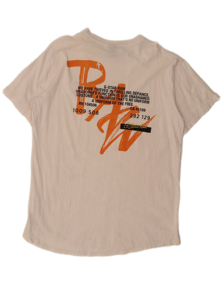 G-Star Herre grafisk T-shirt Top Stor Hvid Flecked Bomuld