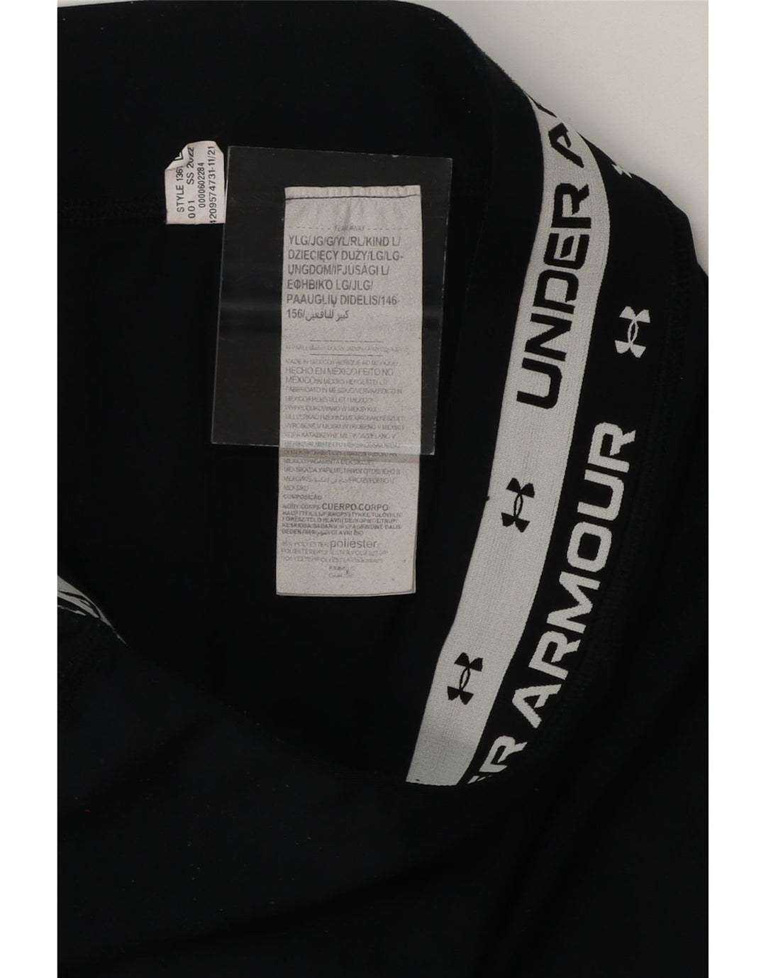 UNDER ARMOUR Girls Graphic Leggings 13-14 Years Large Black Polyester Vintage Under Armour and Second-Hand Under Armour from Messina Hembry 
