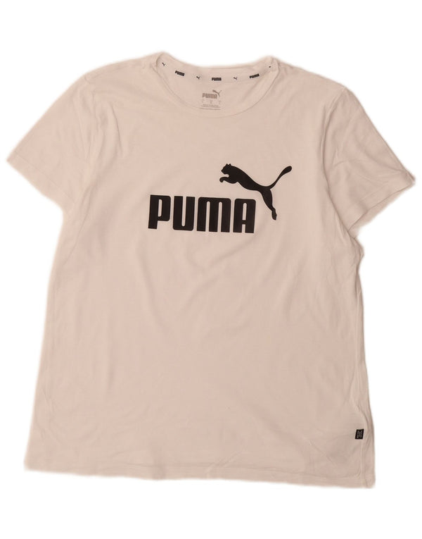 Puma Grafisk T-Shirt Top UK 16 Stor hvid bomuld